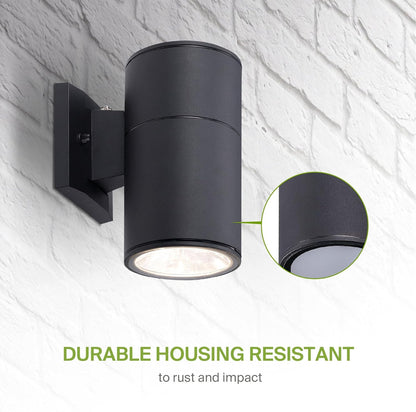 ASD Lighting LED Outdoor Wall Cylinder Round Up or Down 9W 120V Triac 3000/4000/5000K Black ETL