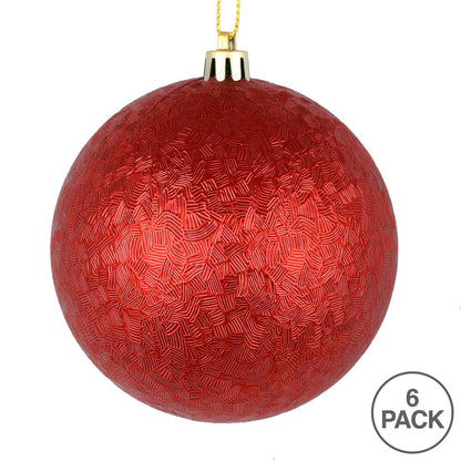Vickerman 4" Red Brushed Ball Ornament 6 per Bag