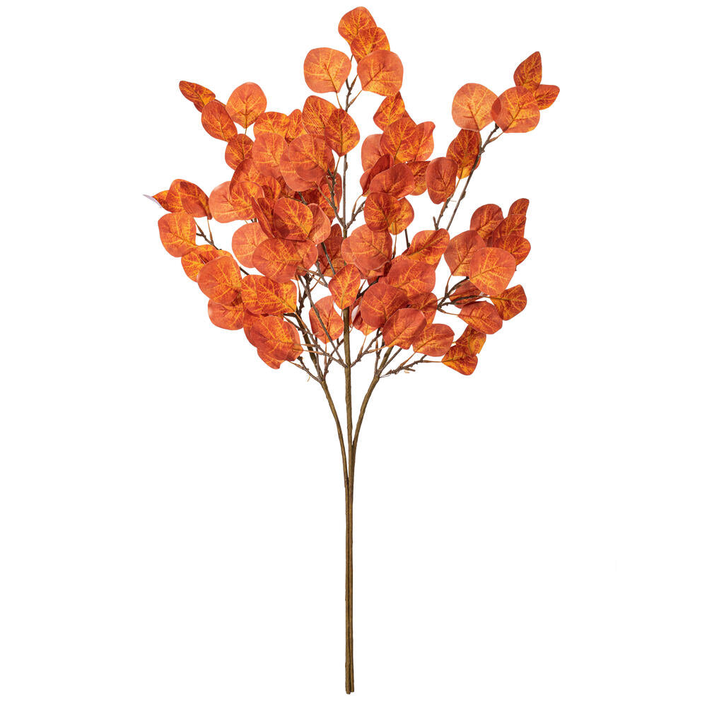 Vickerman 32" Rust Orange Artificial Silver Dollar Eucalyptus Leaf Spray 3 per bag.