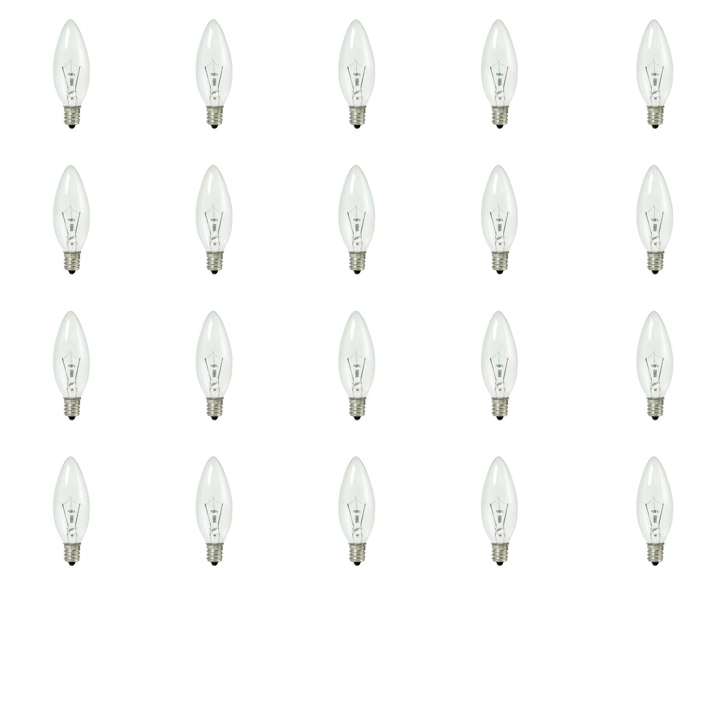 BULBRITE KRYPTON B8 CANDELABRA SCREW (E12) 15W DIMMABLE LIGHT BULB 2700K/WARM WHITE 20PK (460015)