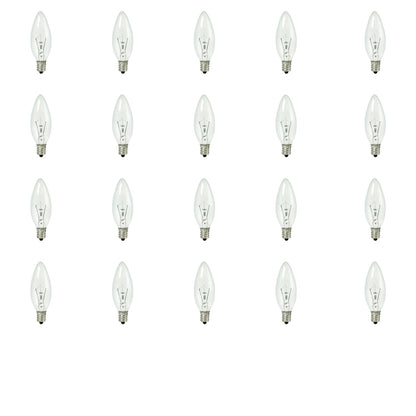 BULBRITE KRYPTON B8 CANDELABRA SCREW (E12) 15W DIMMABLE LIGHT BULB 2700K/WARM WHITE 20PK (460015)