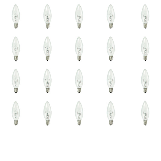 BULBRITE KRYPTON B8 CANDELABRA SCREW (E12) 15W DIMMABLE LIGHT BULB 2700K/WARM WHITE 20PK (460015)