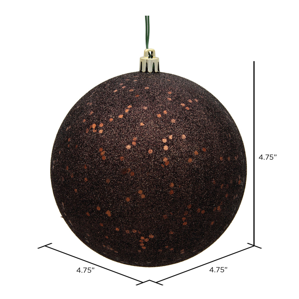 Vickerman 4.75" Chocolate Sequin Ball Ornament 4 per Bag