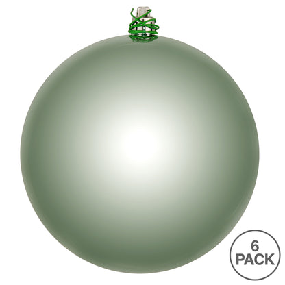 Vickerman 4" Frosty Mint Shiny Ball Ornament 6 per Bag