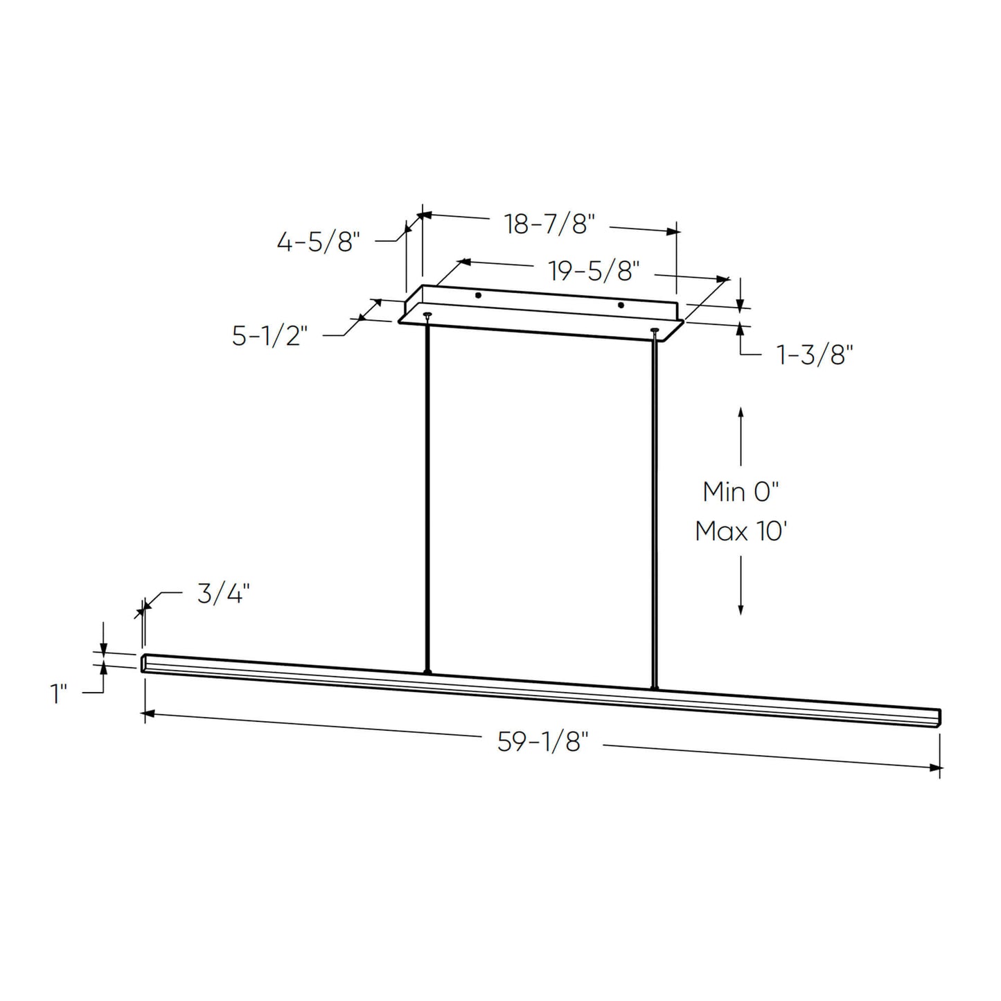 DALS Lighting Current 60 Inch 5CCT Slim Linear LED Pendant