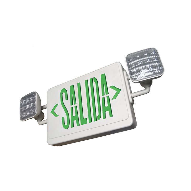 Westgate All LED Exit/Emergency Light Combo, Spanish (Salida) SGL/DBL Face, Green Letters White Housing, 120/277V, LED Exit & Emergency Lighting, 3.8W