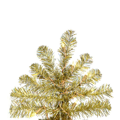 Vickerman 5.5' Champagne Upside Down Artificial Christmas Tree Warm White Dura-lit LED Lights