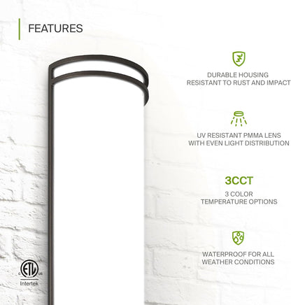 ASD Lighting LED Outdoor Wall Sconce 18" 20W 120-277V CCT Selectable 3000/4000/5000K Dimmable Oil Rubbed Bronze ETL