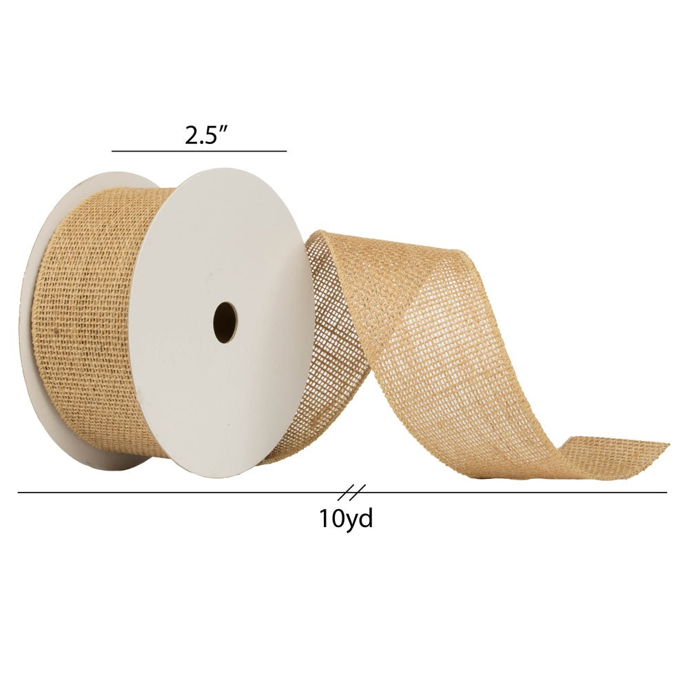 Vickerman 2.5" x 10 Yards Tan Burlap Christmas Ribbon
