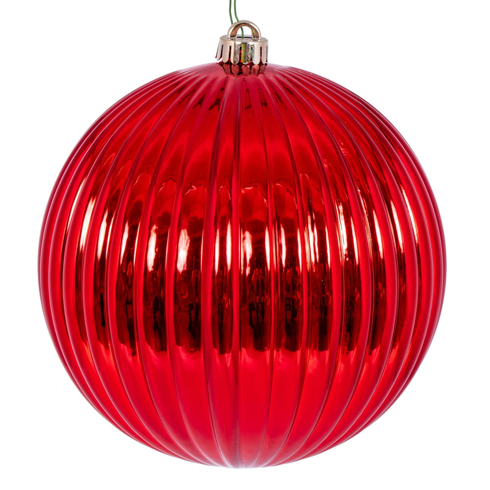 Vickerman 8" Red Shiny Lined Ball Ornament