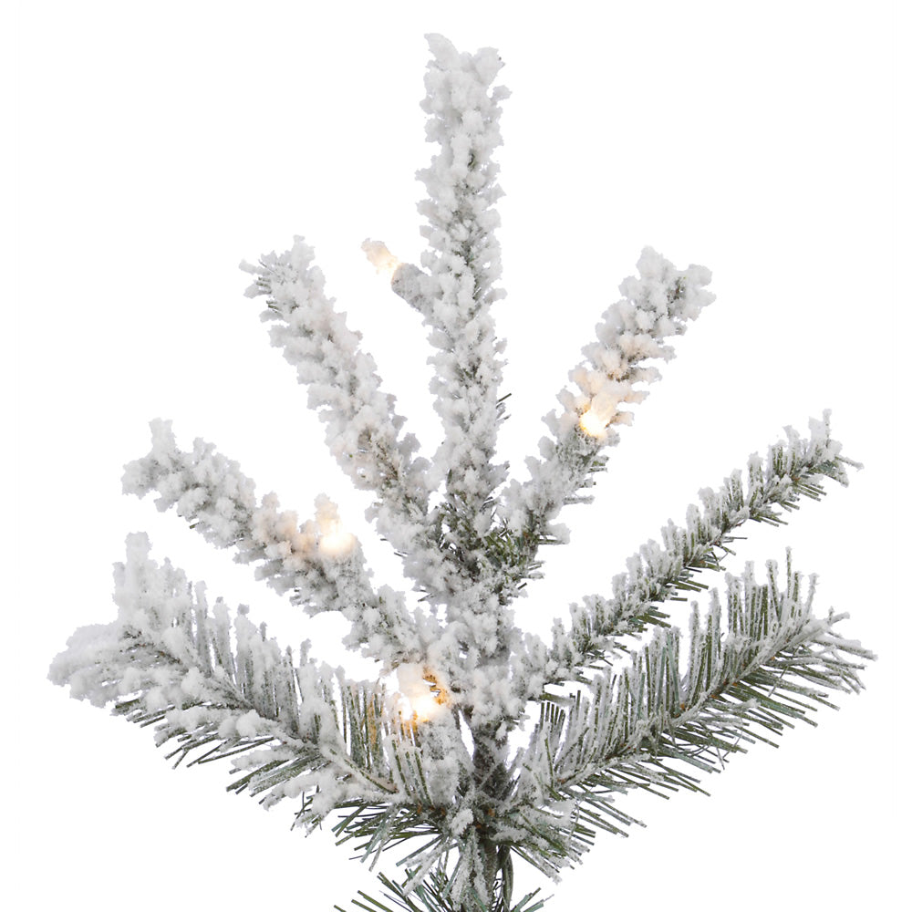 Vickerman 6.5' Flocked Sierra Fir Slim Artificial Christmas Tree Pure White Single Mold LED lights