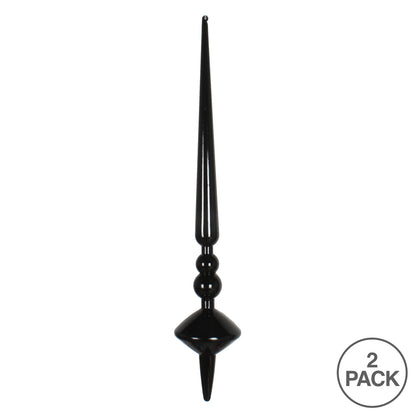 Vickerman 18" Black Shiny Cupola Finial Ornament Pack of 2