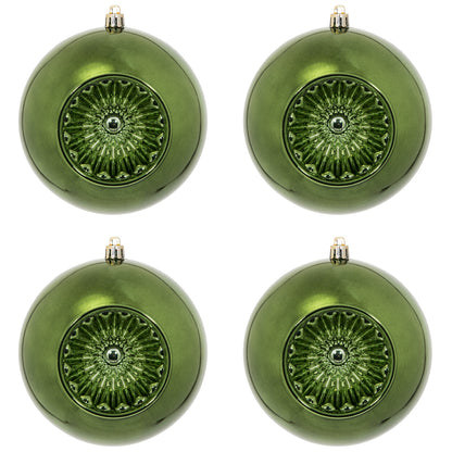 Vickerman 4.75" Moss Green Shiny Star Brite Ball Ornament 4 per Bag