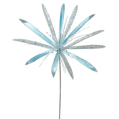 Vickerman 24" Sea Blue Velvet Papyrus Artificial Christmas Pick 3 per Bag