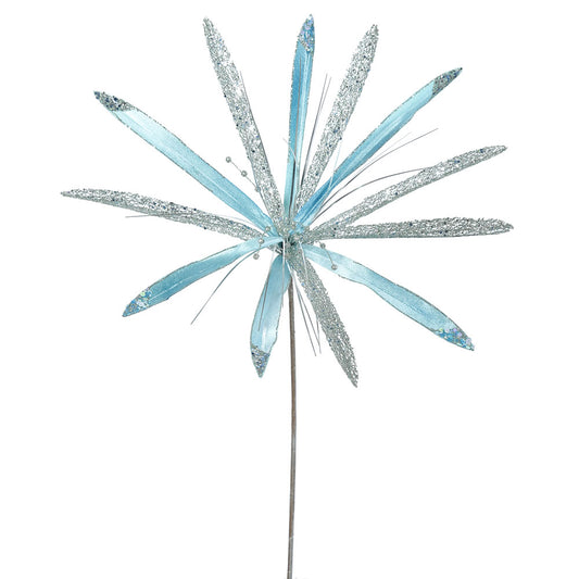 Vickerman 24" Sea Blue Velvet Papyrus Artificial Christmas Pick 3 per Bag