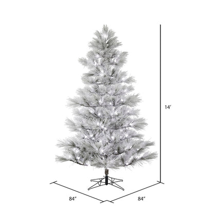 Vickerman 14' x 84" Flocked Alder Long Needle Pine Artificial Christmas Tree Frosted White C7 LED Lights