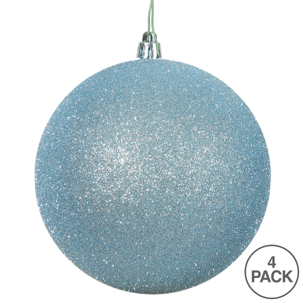 Vickerman 4.75" Baby Blue Glitter Ball Ornament 4 per Bag