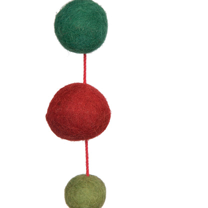 Vickerman 6' Red Lime and Green Wool Pom Pom Garland