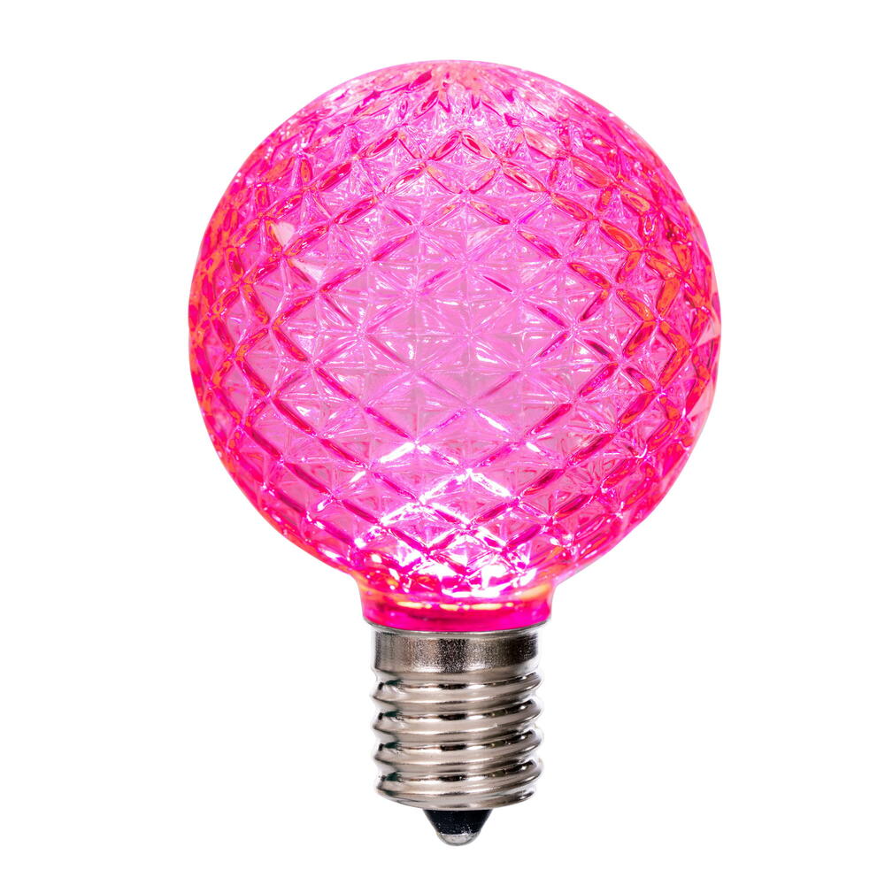 Vickerman G50 LED Pink Replacement Bulb E17/C9 Nickel Base 120V .8 Watts package of 25