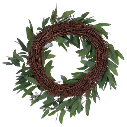 Vickerman 24" Artificial Green Seeded Willow Eucalyptus  Wreath