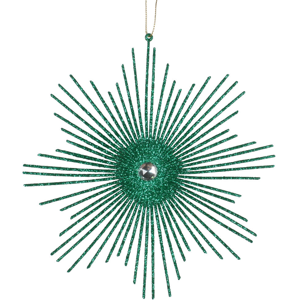 Vickerman 6.5" Seafoam Green Snowflake Burst Glitter Christmas Ornament 6 per Bag