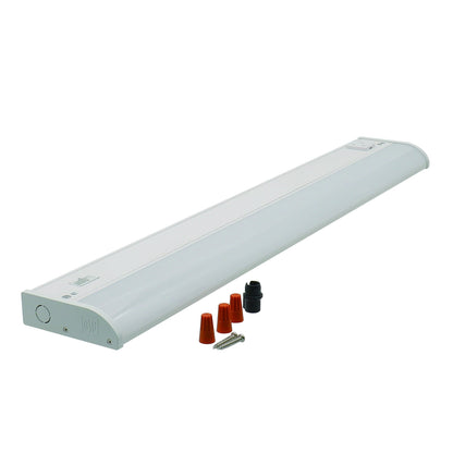 ASD Lighting LED Under Cabinet Bullnose with 1 power outlet 24" 12W 120V CCT Selectable 3000/4000/5000K Hardwired, On/Off Switch, White ETL