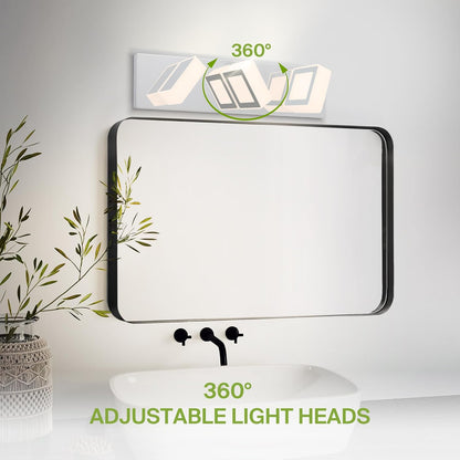 ASD Lighting LED Vanity 3-light 15W 120V with rotatable heads CCT Selectable 2700/3000/4000/5000/6000K Dimmable Chrome ETL
