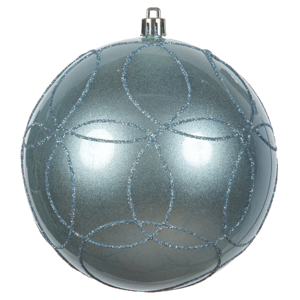 Vickerman 4.75" Periwinkle Candy Ornament with Circle Glitter Pattern 4 per Bag
