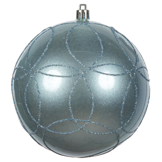 Vickerman 4.75" Periwinkle Candy Ornament with Circle Glitter Pattern 4 per Bag