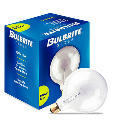 BULBRITE INCANDESCENT G40 MEDIUM SCREW (E26) 100W DIMMABLE LIGHT BULB 2700K/WARM WHITE 12PK (351100)