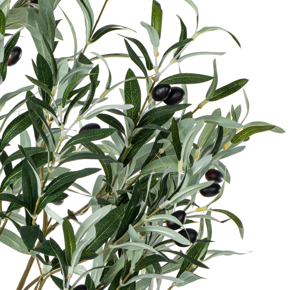 Vickerman 72" Artificial Green Olive Tree in Black Planters Pot.