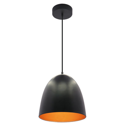 Westgate Large Integrated LED Dome Pendant 25W 800 Lumens 6Ft Cord Bk/Gld, Residential Lighting, 24W, 820 Lumens, 27K/30K/35K/40K/50K, Black Finish, TRIAC Dimming