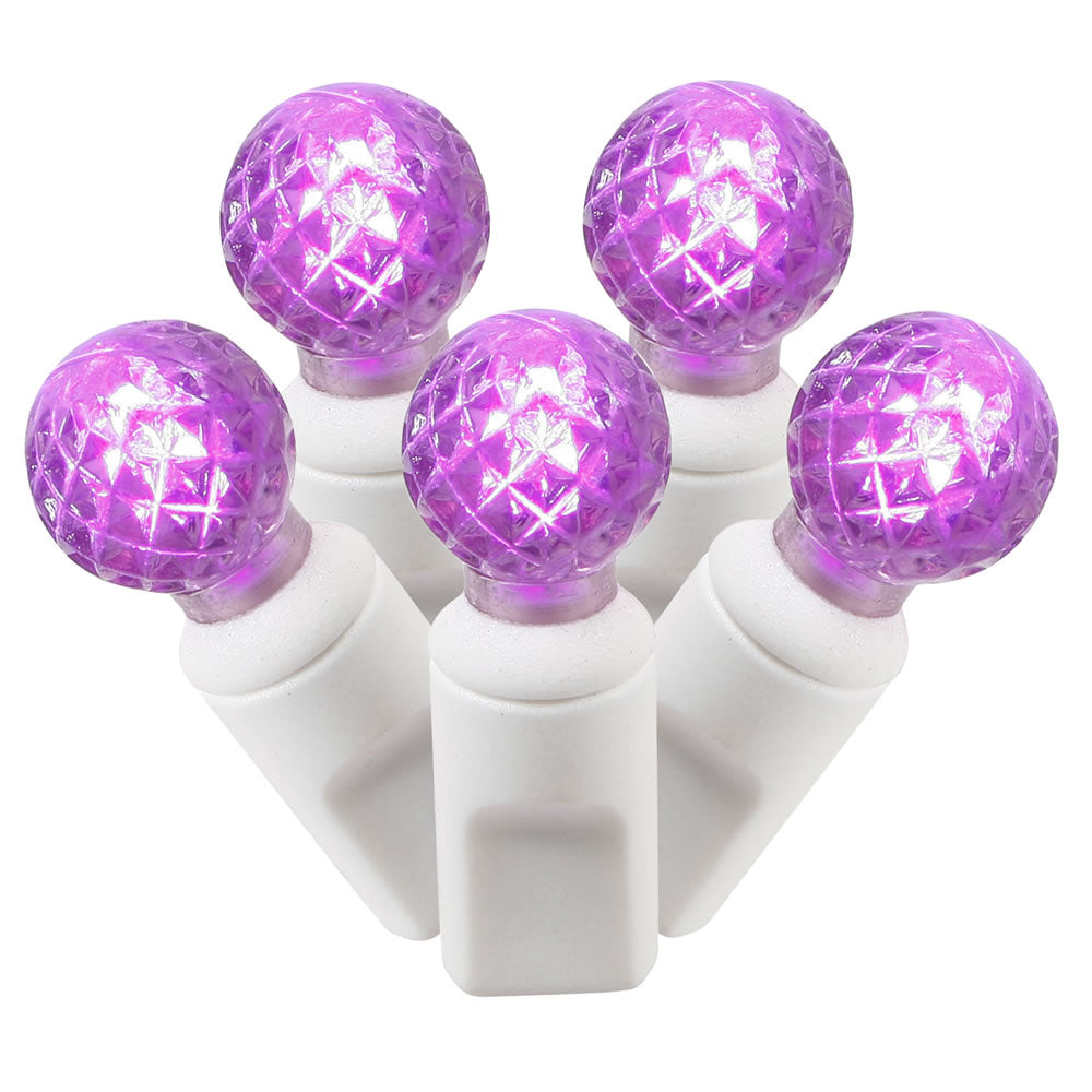 Vickerman 100 Purple G12 LED Single Mold Light on White Wire 34' Christmas Light Strand