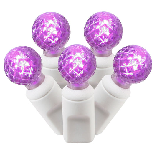 Vickerman 100 Purple G12 LED Single Mold Light on White Wire 34' Christmas Light Strand