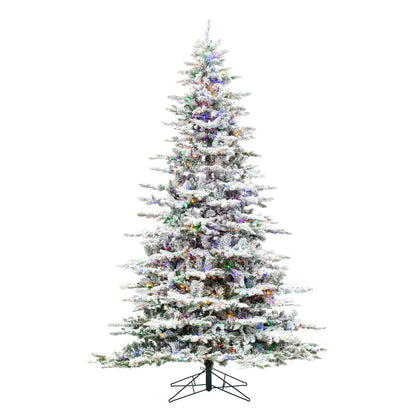 Vickerman 12' Flocked Utica Fir Artificial Christmas Tree Multi-Colored LED Lights