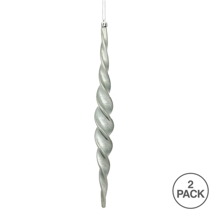 Vickerman 14.6" Pewter Shiny Spiral Icicle Christmas Ornament Pack of 2