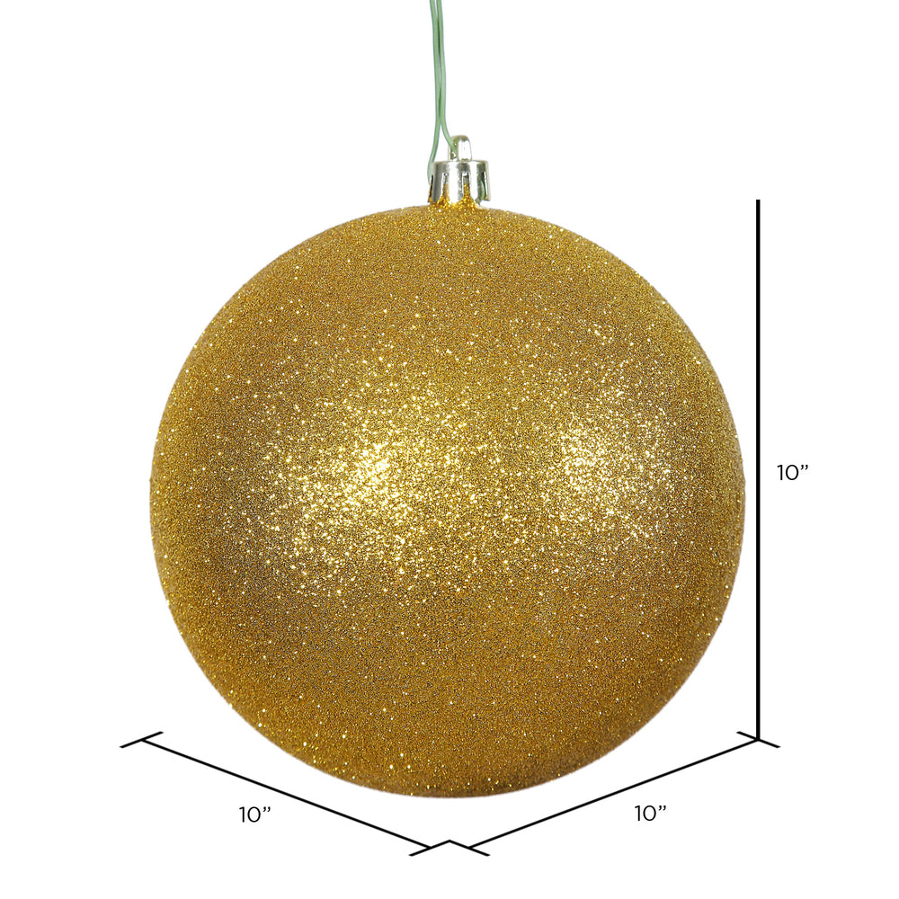 Vickerman 10" Antique Gold Glitter Ball Ornament