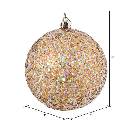 Vickerman 4" Multi-color Sequin Glitter Ball Christmas Ornament 6 Pieces per bag