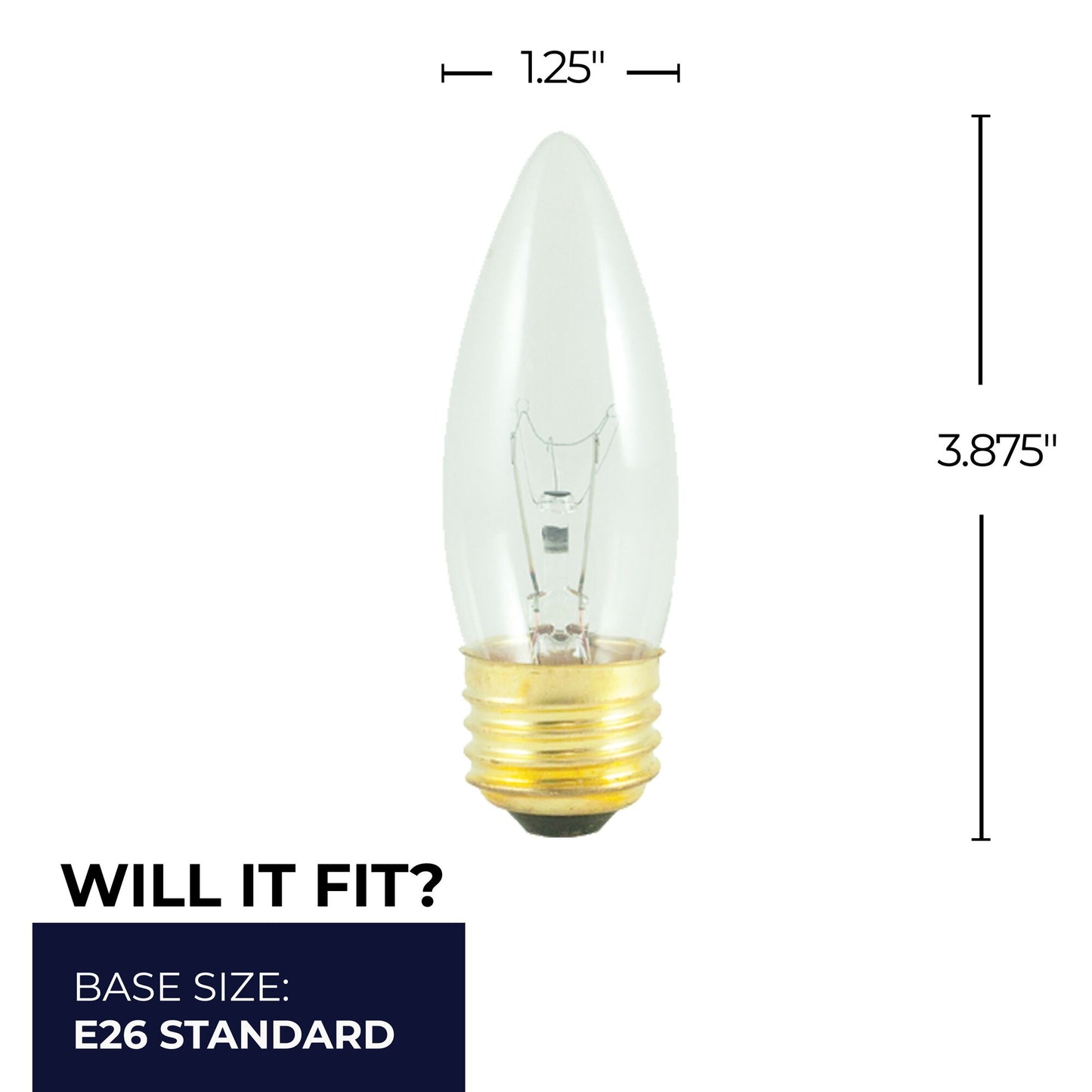 BULBRITE INCANDESCENT B10 MEDIUM SCREW (E26) 40W DIMMABLE LIGHT BULB 2700K/WARM WHITE 50PK (495040)