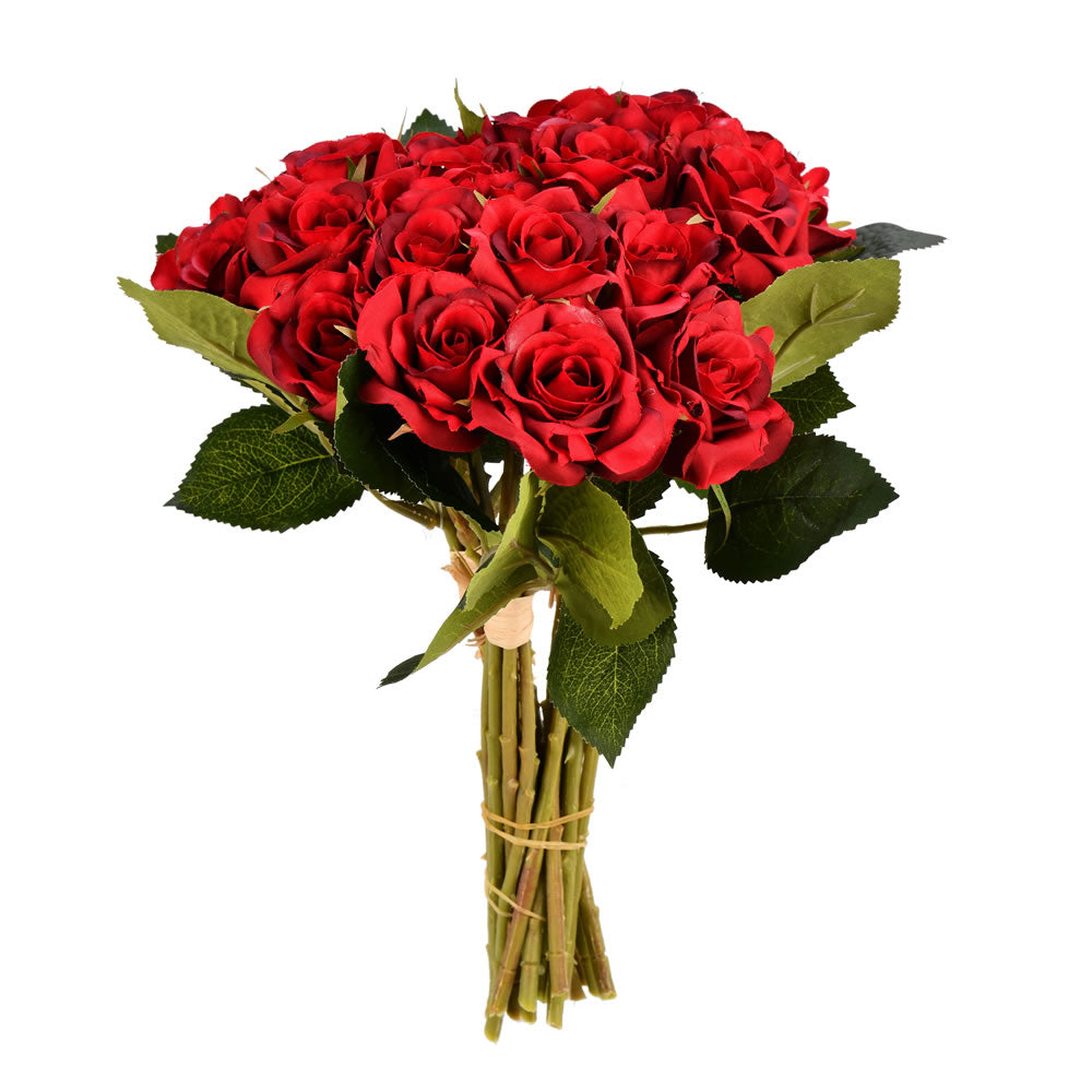 Vickerman 10" Artificial Red Rose Bouquet Set of 3