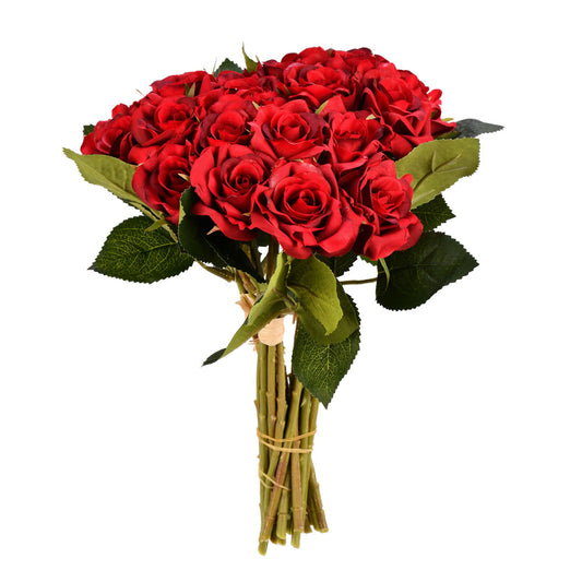 Vickerman 10" Artificial Red Rose Bouquet Set of 3