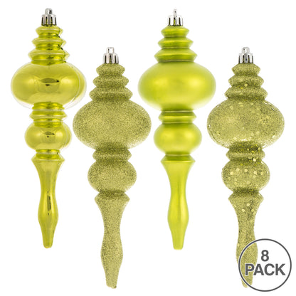 Vickerman 7" Lime 4-Finish Finial Ornament 8 per Box