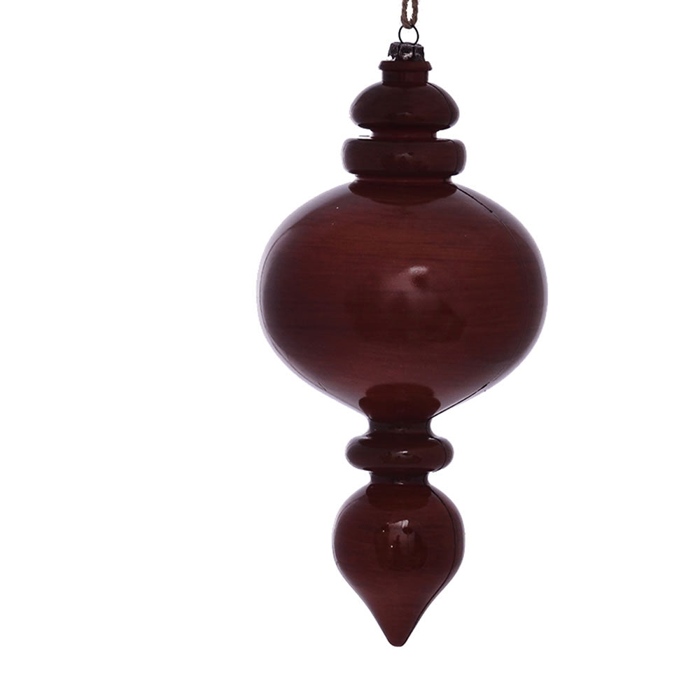 Vickerman 9" Copper Wood Grain Rounded Finial Ornament Pack of 3