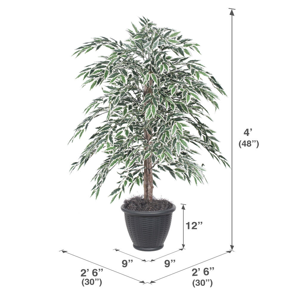 Vickerman 4' Artificial Variegated Smilax Bush Gray Round Plastic Container.
