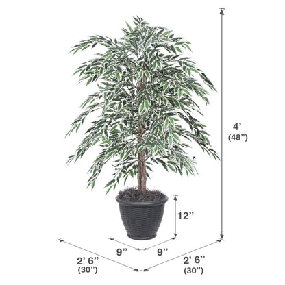 Vickerman 4' Artificial Variegated Smilax Bush Gray Round Plastic Container.