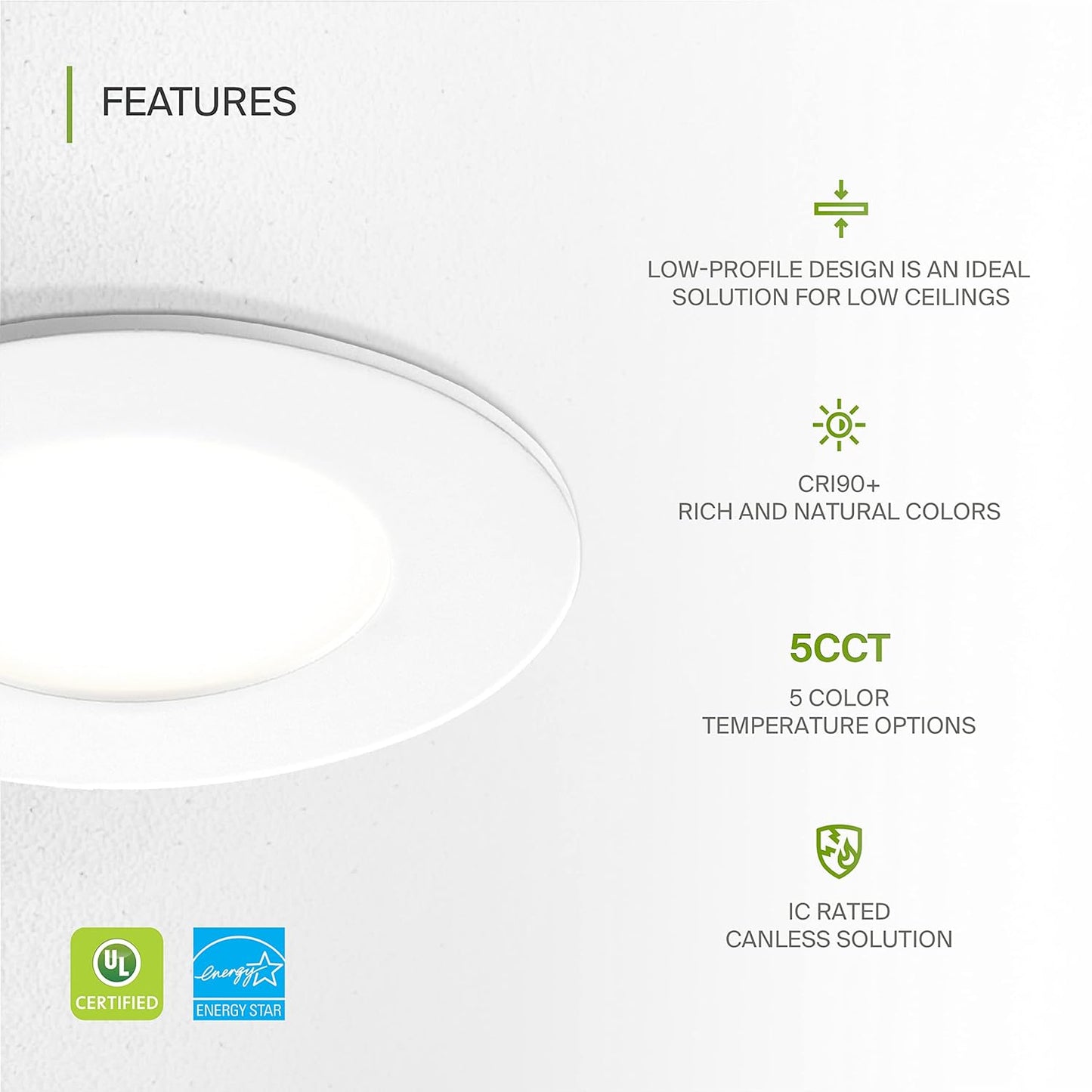 ASD Lighting LED Recessed Mini Panel Round 3inch 6W 120V Triac 2700/3000/3500/4000/5000K White UL Energy Star