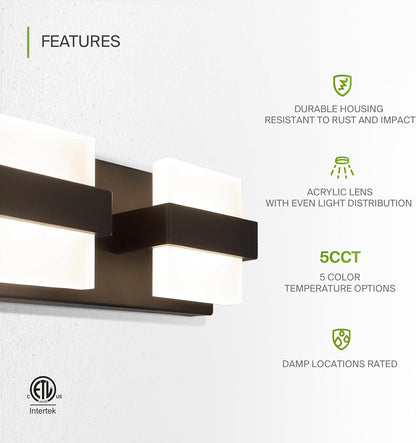 ASD Lighting LED Vanity 5-light 28W 120V CCT Selectable 2700/3000/4000/5000/6000K Dimmable Black ETL