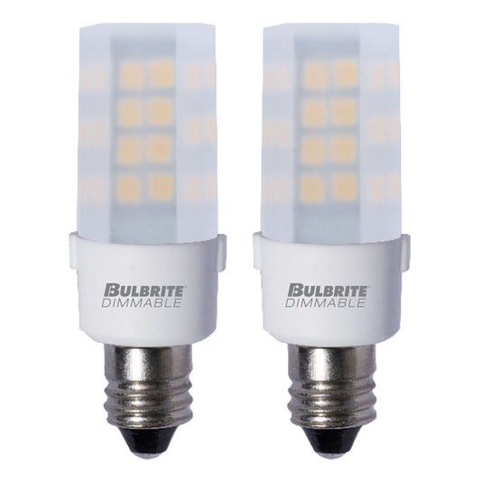 BULBRITE LED T4 CANDELABRA SCREW (E12) 4.5W DIMMABLE LIGHT BULB 3000K/SOFT WHITE 35W INCANDESCENT EQUIVALENT 2PK (770585)