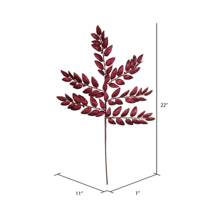 Vickerman 22" Burgundy Glitter Honey Locust Artificial Christmas Spray. Includes 6 sprays per pack.