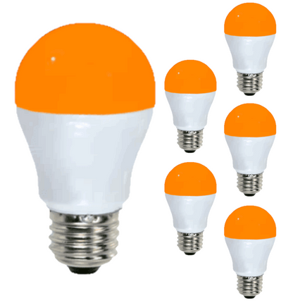 Damar A15 LED Amber Light Bulb 5W 140 Lumen E26 Medium Screw Base for Party Decoration Holiday Lighting Small Light Bulb 120V White Finish Turns Amber When Lit Pack of 6